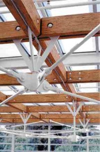The atrium roof in the North Vancouver Municipal Hall of 1997 showing Fast and Epp's typical orchestration of steel and wood elements.