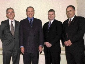 (Left to right): CEO Chairman, John Sutherns; Ontario Premier Ernie Eves; CEO President, John Gamble; Past CEO Chairman, Norm Huggins.
