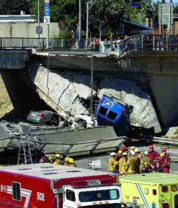Collapse of the de la Concorde overpass in Laval, Quebec last September.