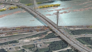 Artist's rendering of planned 2-kilometre Port Mann bridge near Vancouver.