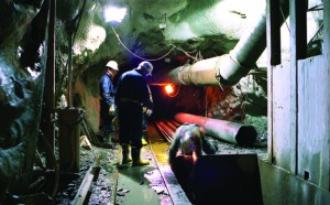 Digging the South End Sewage Rock Tunnel in Sudbury, Ontario. Photo courtesy R.V. Anderson Associates.