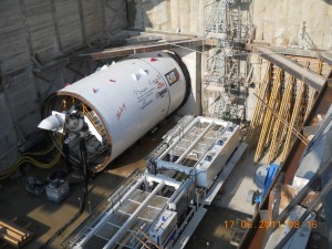 Tunnel boring machine for the new extension to the Toronto subway line, which will extend northwest from the current Spadina line terminus at Downsview to York University.