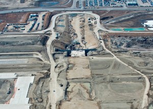 Tunnel and runway under construction at Calgary International Airport.