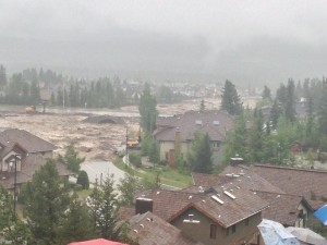 Floods at Cougar Creek, Canmore in the Rocky Mountains of Alberta, June 20.  Photo courtesy McElhanney