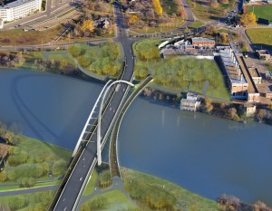 Aerial view of new Waterdale Bridge (artist's impression).