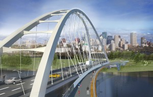Artist's rendering of new Walterdale Bridge, Edmonton.