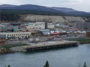 View of the new wharf on the Yukon River in downtown Whitehorse. Photo courtesy EBA Engineering/Tetra Tech.