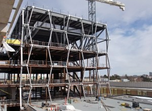 Construction of the steel honeycomb structure.