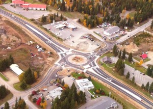 Roundabout at the intersection of Highway 5 and Clearwater Valley Road, in the district of Clearwater, B.C. McElhanney Consulting Services' work on the project won an award in the British Columbia Ministry of Transportation and Infrastructure's Deputy Minister's Consulting Engineers Awards given out January 28.