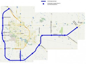 Planned route for Regina Bypass.