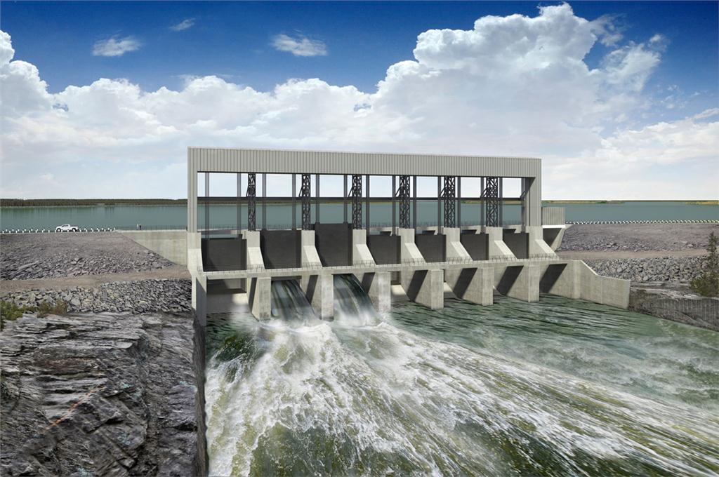 Rendering of spillway at Keeyask Generating Station, located on the Lower Nelson River, 180 kilometres northwest of Thompson, Manitoba.