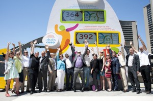 Cisco launches its Toronto 2015 Countdown Clock in Nathan Philips Square in Toronto on July 11.