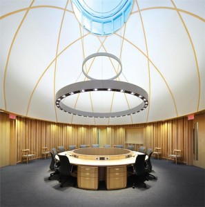 The Aboriginal Conference Settlement Suite posed special acoustic challenges due to the circular plan and dome roof.  Photo: Shai Gil/Adamson Associates.